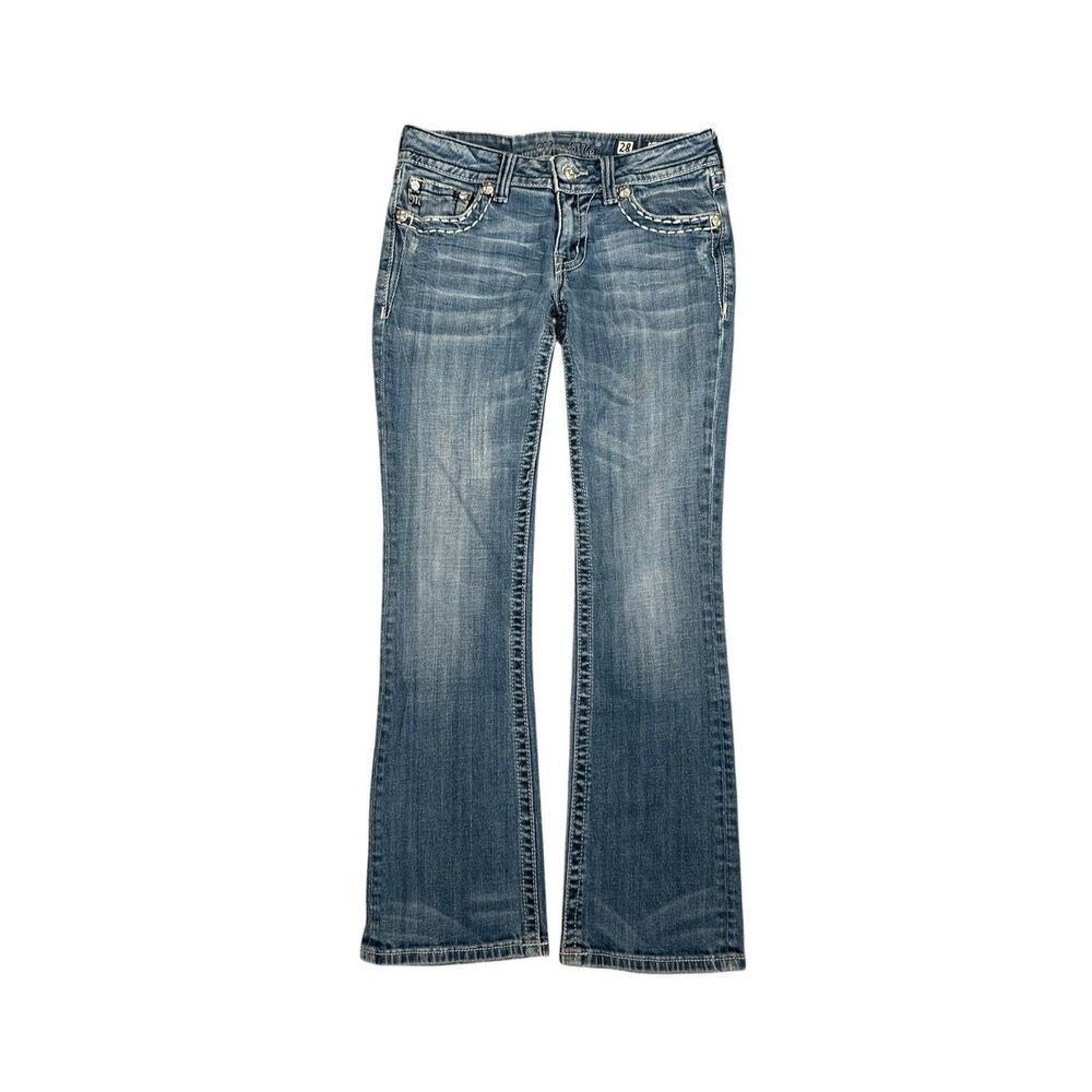 miss me jeans bootcut flared low rise embellishments y2k grunge western size 28